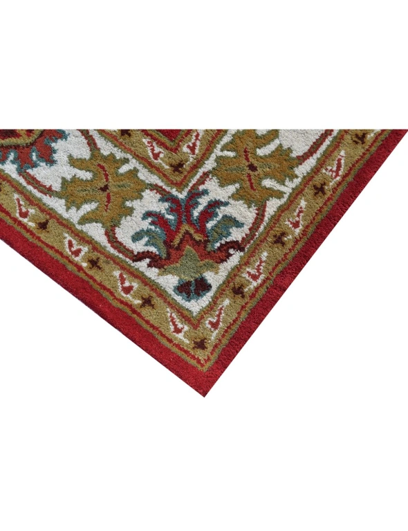 Handmade Floral Wool Rug - Kashan2- Red/Cream, hi-res image number null