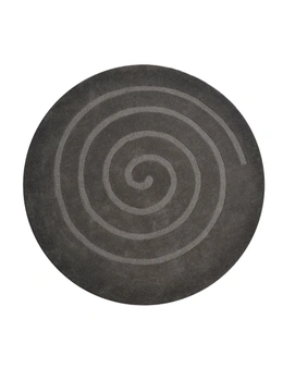 Handwoven Round Wool Rug - Swirl - Ash Grey