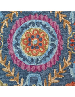 Designer Handmade Wool Rug-Vine 6266-Smoke/Blue-110x160cm
