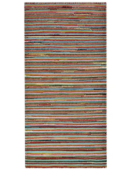 Striped Multicoloured Handwoven Woollen Durrie Rug - 6206 A - Multi