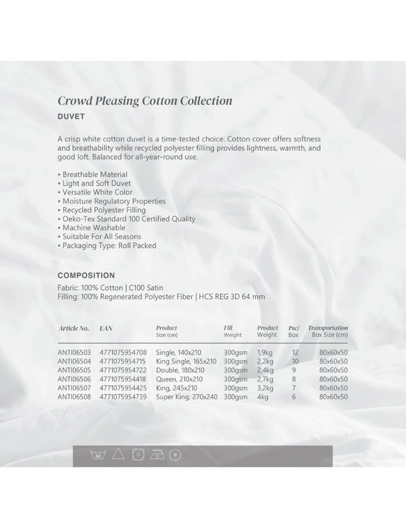 FAM HOME Quilt Duvet - Crowd Pleasing Cotton Collection - Queen, 210x210, hi-res image number null