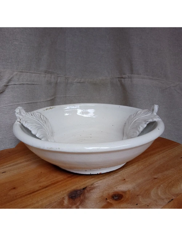 White Ceramic Feather Bowl, hi-res image number null