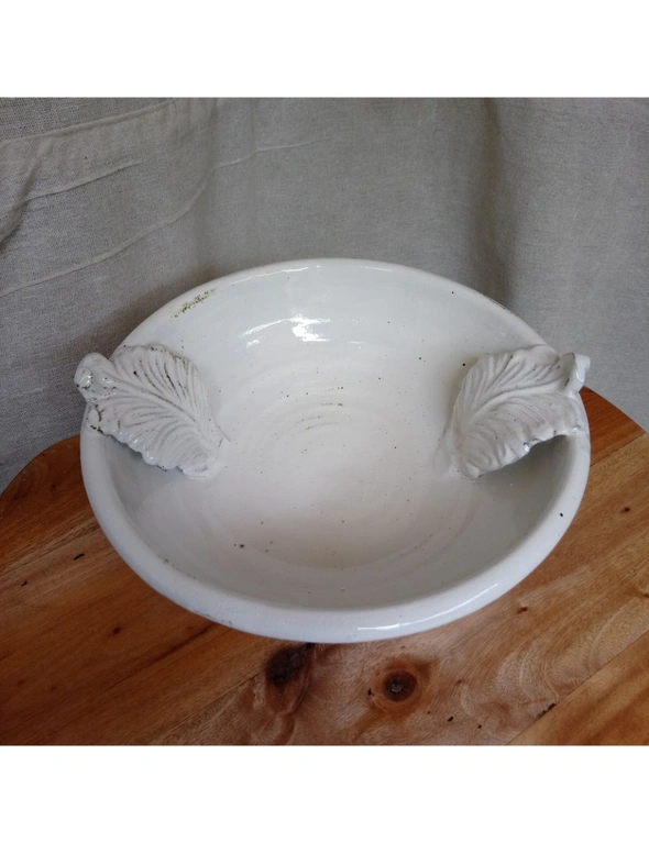 White Ceramic Feather Bowl, hi-res image number null