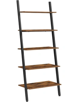 5-Tier Bookshelf Rack, Rustic Brown and Black