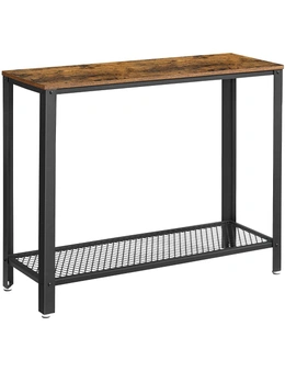 Console Table Metal Frame, Rustic Brown
