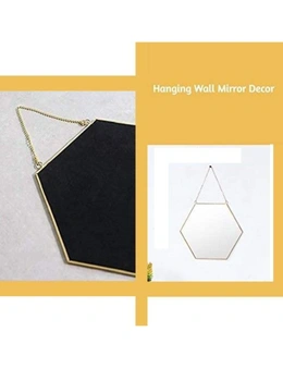 Hexagon Hanging Wall Mirror Decor (Gold Color)