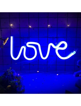 Love Neon Signs, LED Light Wall Decor Battery USB Powered Blue Wedding Bedroom Party Mother's Day