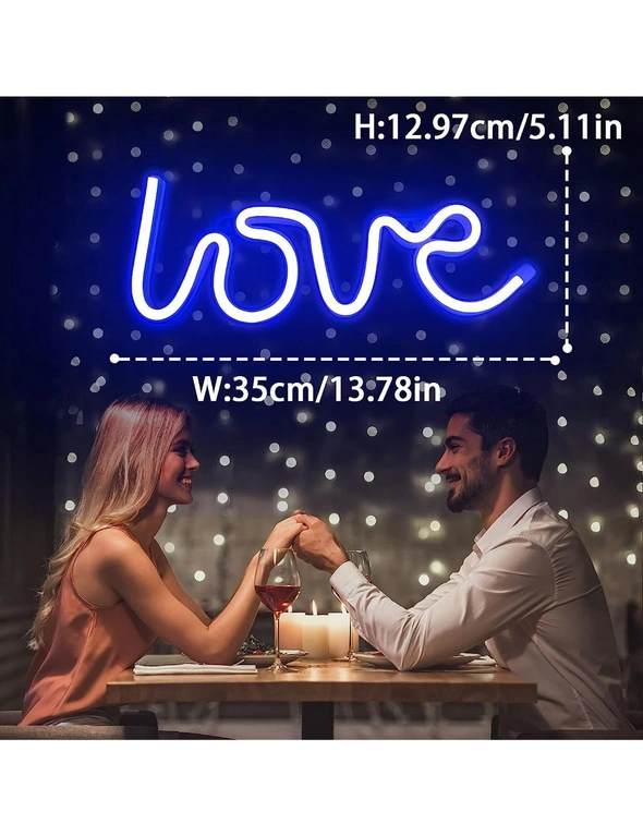 Love Neon Signs, LED Light Wall Decor Battery USB Powered Blue Wedding Bedroom Party Mother's Day, hi-res image number null