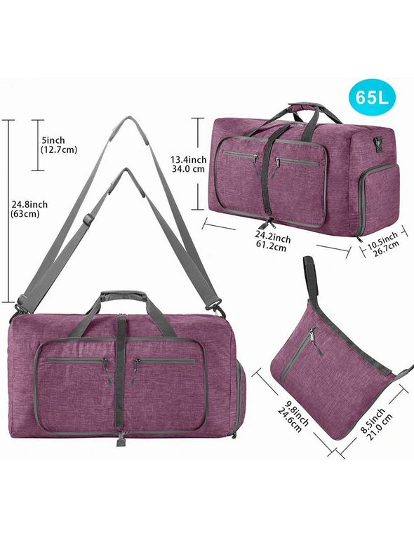 Travel Duffle Bag for Men Women, 65L Foldable Travel Duffel Bag
