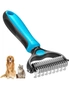 Grip Pet Grooming Brush Double Sided Shedding Dematting Rake Comb Dogs Cats Mats Tangles Removing Extra Wide Safe Effective Comfort Grip, hi-res