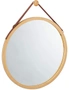 CARLA HOME Hanging Wall Mirror 38cm - Solid Bamboo Frame and Adjustable Leather Strap for Bathroom and Bedroom, Vanity Mirror, Makeup Mirror, Face Mirrors, Wall Shelf Mirror (Round 38 cm), hi-res