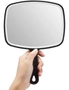 Extra Large Black Handheld Mirror with Handle (24 x 16 cm), hi-res