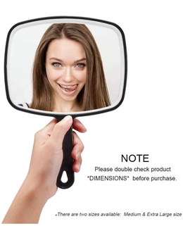 Extra Large Black Handheld Mirror with Handle (24 x 16 cm)