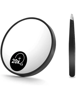 20X Magnifying Mirror and Eyebrow Tweezers Kit for Travel