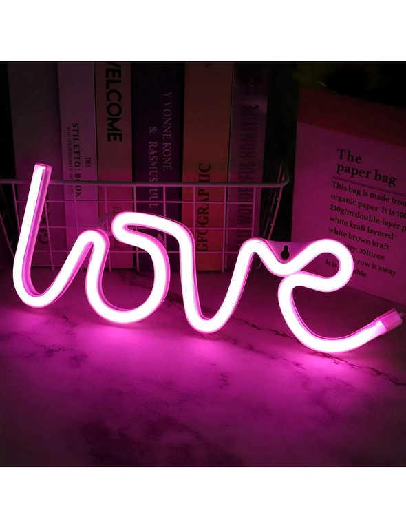 Love Neon Signs LED Light Wall Decor Battery USB Powered Pink Wedding Bedroom Party Mother's Day, hi-res image number null