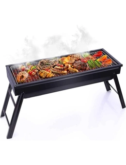 Portable Charcoal Grill Smoker Go-Anywhere Compact Foldable Grill Travel Outdoor Cooking BBQ Camping Picnic Patio Backyard 60cm Black