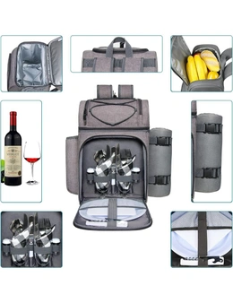 2 Person Picnic Backpack with Wine Holder, Fleece Blanket, Cutlery Set for Beach, Day Travel, Hiking, Camping, BBQs