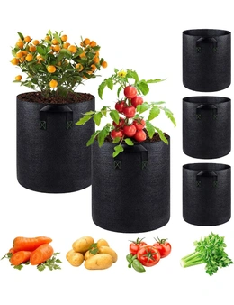 10 Gallon Grow Bags, 5 Pack Heavy Duty Thickened Plant Pots with Handles, Nonwoven Aeration Fabric Planter Bag for Indoor Garden Vegetables Flower