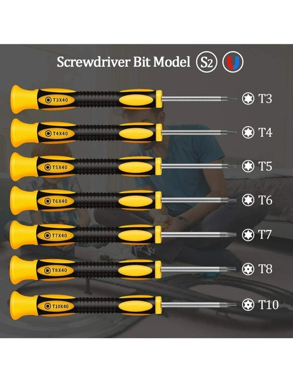 Torx Screwdriver Set T3-T10 Security Drivers ESD Tweezers Magnetic Precision Repair Kit Phone MacBook Xbox PS4 Computer Yellow, hi-res image number null