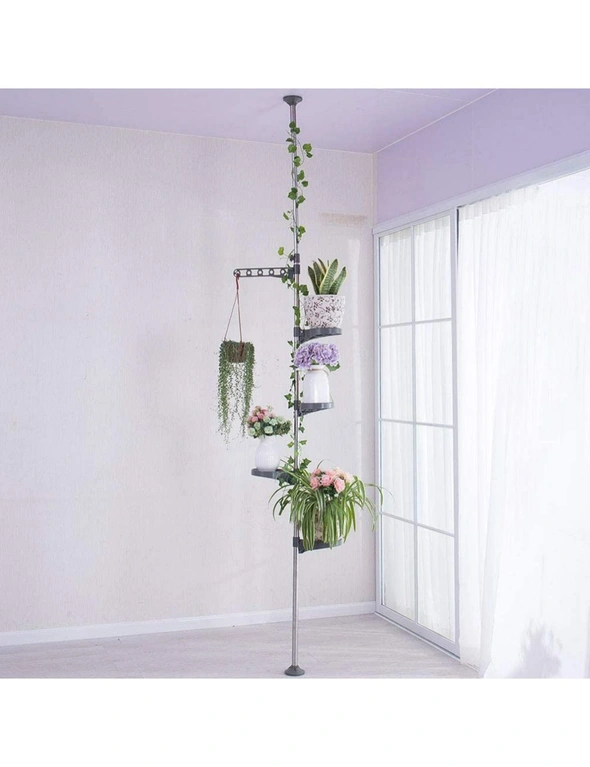 5-Layer Tension Pole Plant Stand Indoor Metal Flower Display Rack Space Saver, hi-res image number null