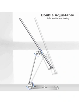 Adjustable Tablet Stand, Desktop Phone Holder Aluminum Portable Mounts Anti-Slip Base iPad iPhone Samsung LG Tablets Mobile Phones Silver