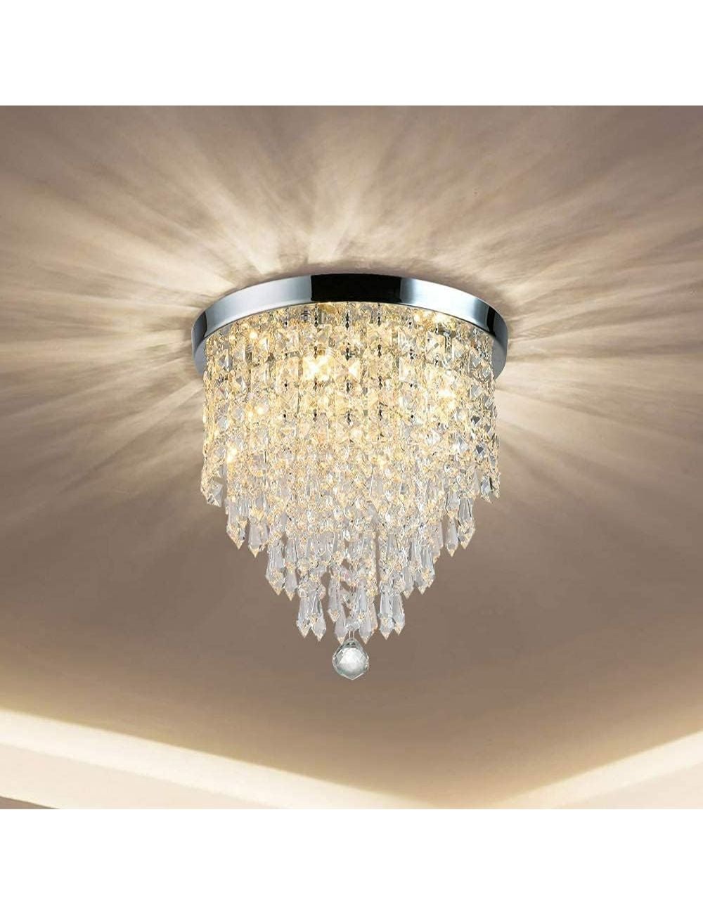 Large flush mount on sale crystal chandelier