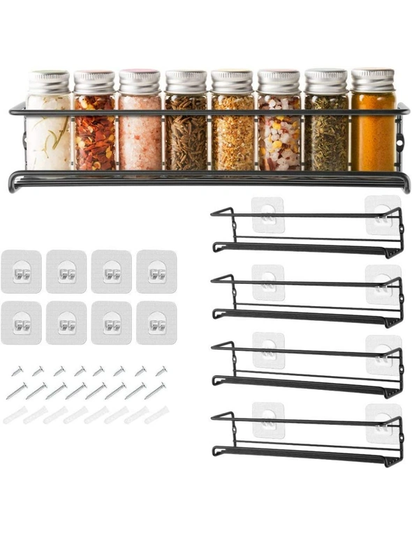 4 Tier Hanging Stainless Steel Spice Racks Wall Mounted Kitchen Pantry Shelf, hi-res image number null
