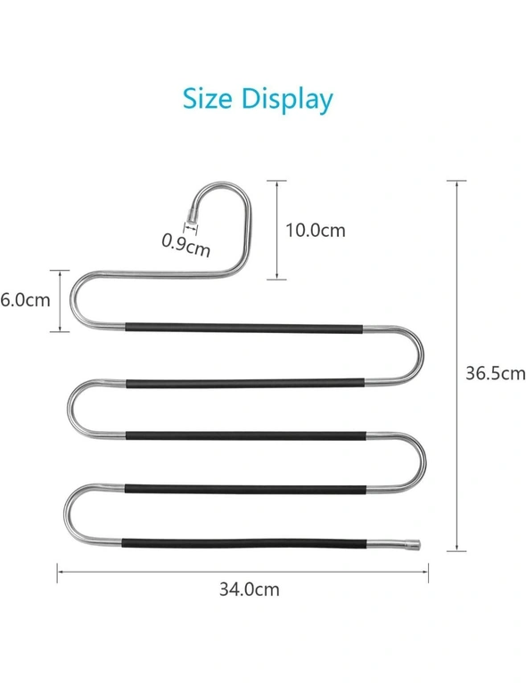 3-Pack Pants Hangers S Shaped Non Slip Space Saving Trouser Hangers Metal Multilayer Closet Storage, hi-res image number null