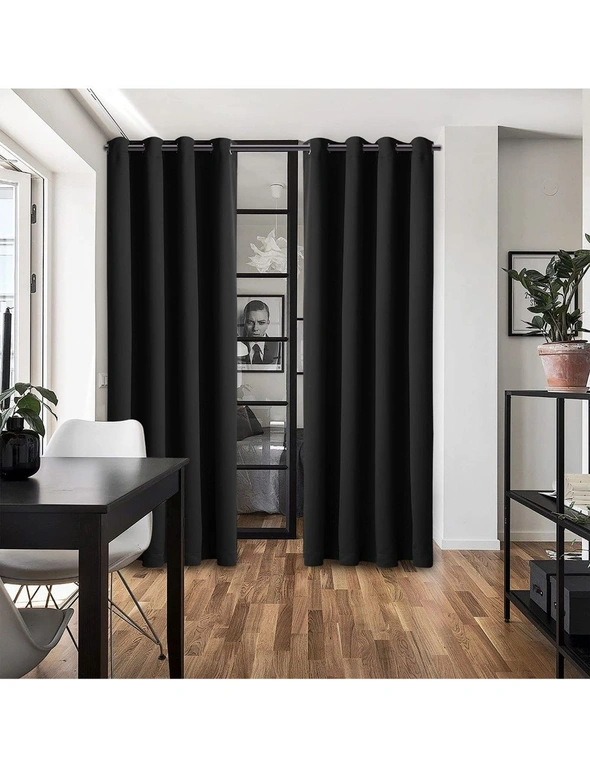 Room Divider Curtains Privacy Blackout Bedroom Partition Living Room Office Thermal Insulated Grommet Sliding Door 130 x 210 cm Black, hi-res image number null