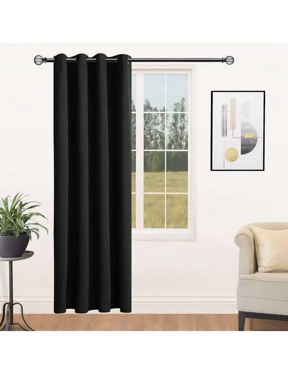 Room Divider Curtains Privacy Blackout Bedroom Partition Living Room Office Thermal Insulated Grommet Sliding Door 130 x 210 cm Black, hi-res image number null