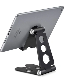 Adjustable Tablet Stand, Desktop Phone Holder, Aluminum Portable Folding Mounts, Anti-Slip Base, iPad iPhone Samsung LG