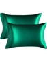 Anti-Allergy Pillow Cases 1800TC Envelope Silky Satin, AU Size 48x74cm Bedding Cover (2pc, Green), hi-res
