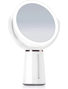 LED Lighted Magnifying Makeup Mirror 1x/10x, Rechargeable, Adjustable Brightness, Large Tabletop Vanity