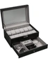 12 Slot PU Leather Lockable Watch and Jewelry Storage Boxes (Black), hi-res