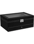 12 Slot PU Leather Lockable Watch and Jewelry Storage Boxes (Black), hi-res