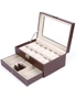 12 Slot PU Leather Lockable Watch and Jewelry Storage Boxes (Brown), hi-res