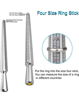 Ring Sizer Measuring Tool Set, Metal Ring Sizers, Stainless Steel Ring Gauges, Finger Sizer and Ring Mandrel Aluminum, 27 Pcs