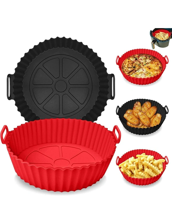 Air Fryer Silicone Liners, 2Pcs Food Safe Non Stick, Reusable, Fits 5.3QT+ Air Fryer, hi-res image number null