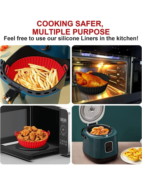 Air Fryer Silicone Liners, 2Pcs Food Safe Non Stick, Reusable, Fits 5.3QT+ Air Fryer, hi-res image number null