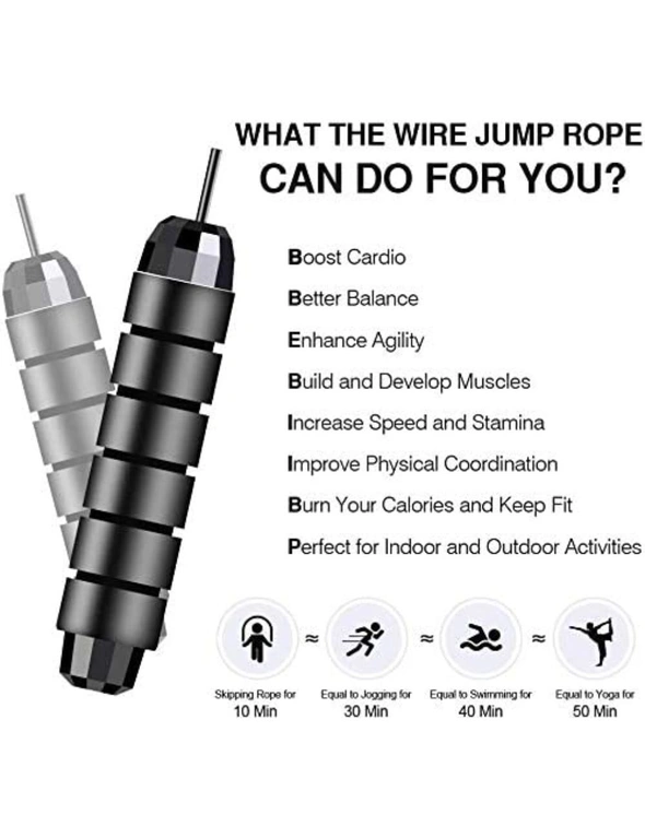 LT Skipping Rope Tangle-Free with Ball Bearings Rapid Speed Jump Rope Cable Ideal for Fitness Gym (Black), hi-res image number null
