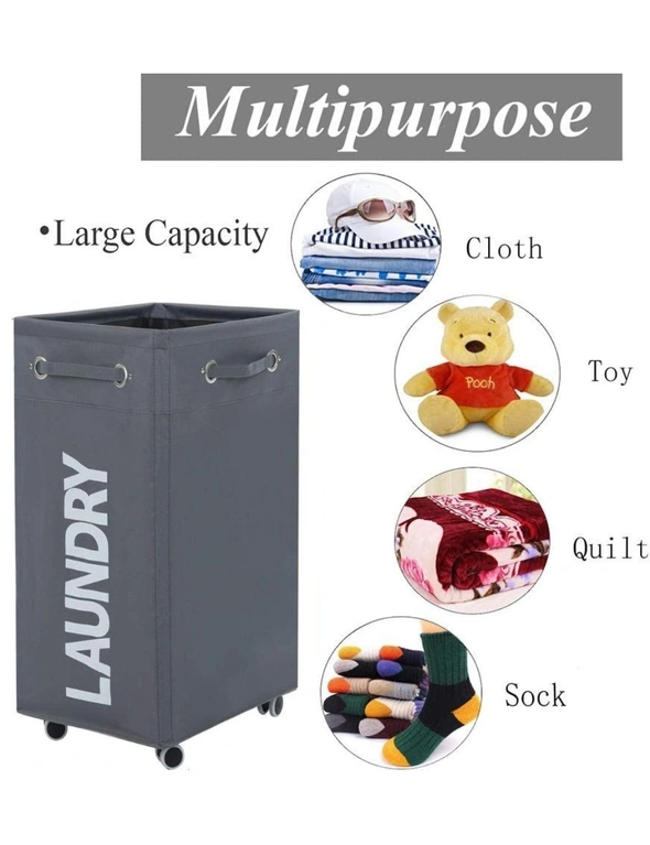 Rolling Laundry Basket with Wheels, hi-res image number null