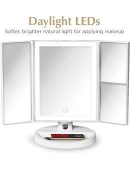 LED Vanity Makeup Mirror 5X 10X Magnification 34 Lights Touch Screen Adjustable Countertop