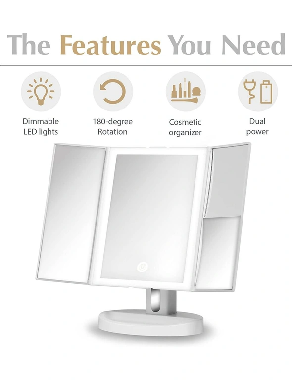 LED Vanity Makeup Mirror 5X 10X Magnification 34 Lights Touch Screen Adjustable Countertop, hi-res image number null