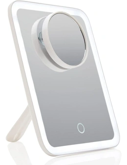 Portable LED Makeup Mirror with 3 Light Settings, 1x and 10x Magnifying Mirrors - Cordless, Rechargeable, 360deg Rotatable