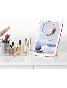 Portable LED Makeup Mirror with 3 Light Settings, 1x and 10x Magnifying - Cordless Vanity Mirror for Travel