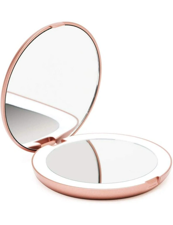 Compact Makeup Mirror 1X/10X Magnifying LED Natural Daylight Travel Size Rose Gold, hi-res image number null