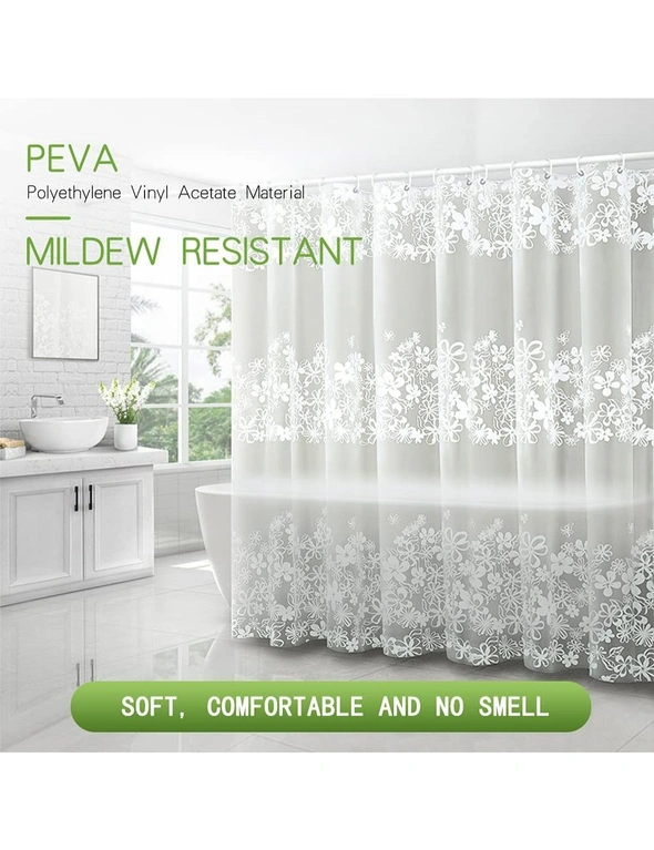 Heavy Duty Waterproof Fabric Shower Curtain Rust-Resistant Grommets with 12  Plastic Hooks (180x180 cm)