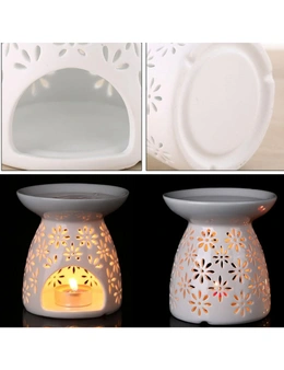 Ceramic Tealight Candle Holder White Essential Oil Burner, Candle Spoon, Aroma Diffuser for Home Decor