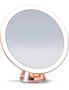 10X Magnifying Makeup Mirror LED Lighted Rechargeable, 3 Light Settings, Suction Mount, 20cm Wide Rose Gold, hi-res