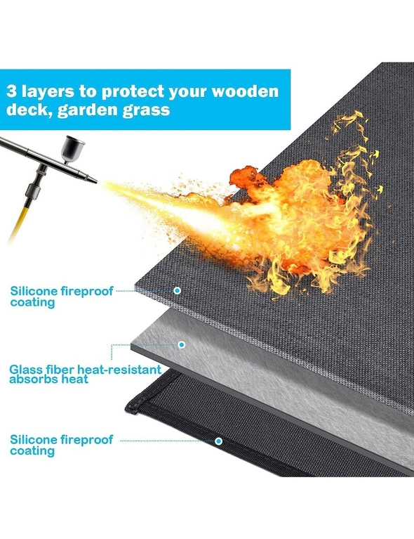 Grill Mat Fireproof Pads Outdoor Charcoal Flat Top Smokers Gas Decks Patio Indoor Fireplace Ember Damage Wood Floor 165x99cm, hi-res image number null